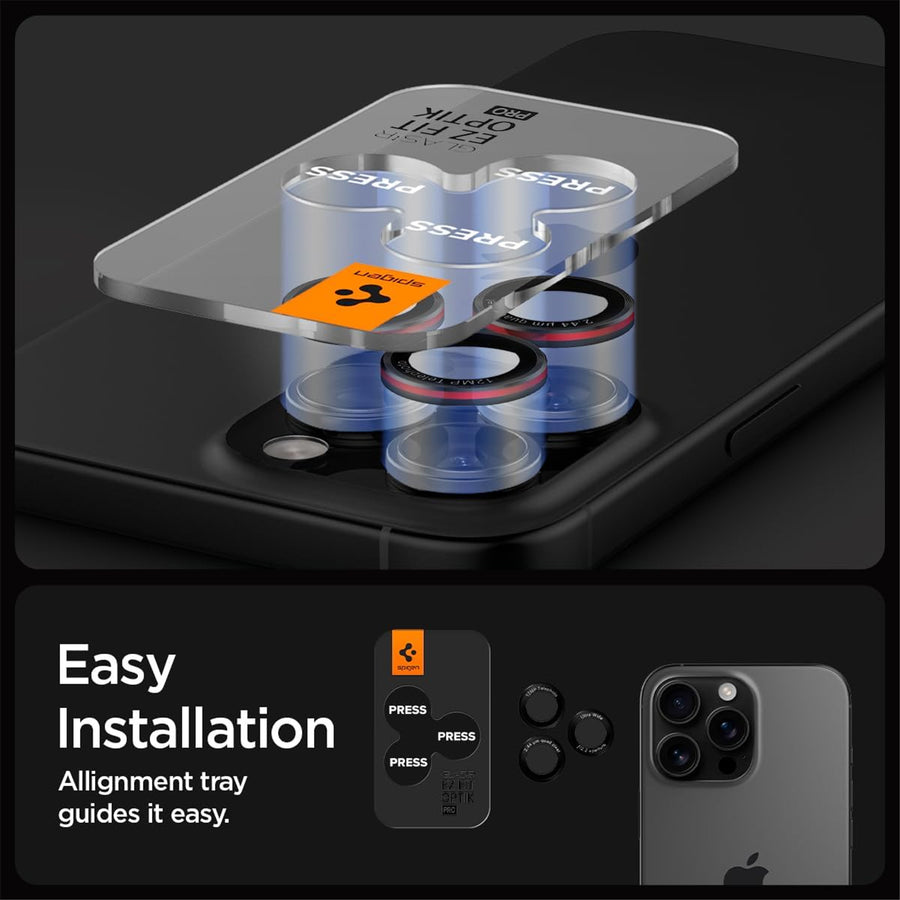 Spigen iPhone 17 Pro Max/Pro & 16 Pro Max/Pro & 15 Pro Max/Pro  Premium Tempered Camera Lens Protector Pro