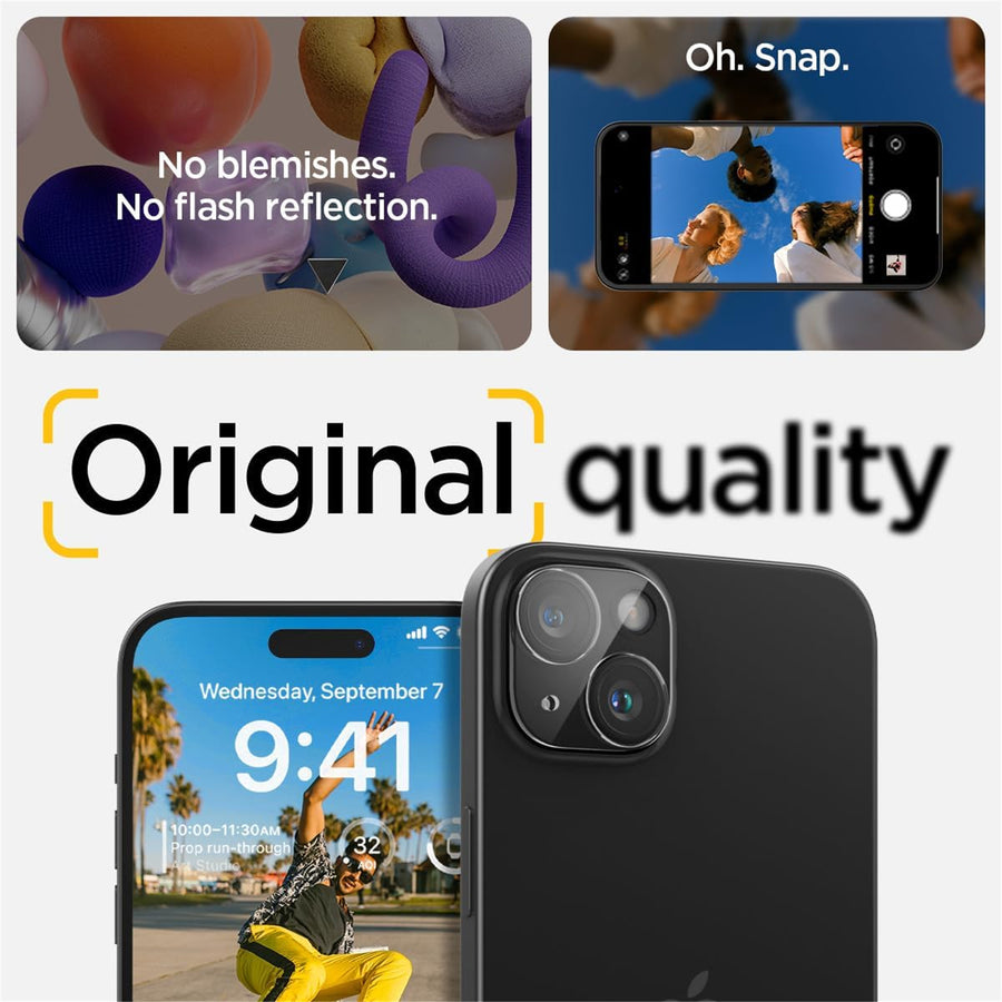 Spigen iPhone 15 / 15 Plus   Camera Lens Premium Tempered Screen Protector - 2 Pack