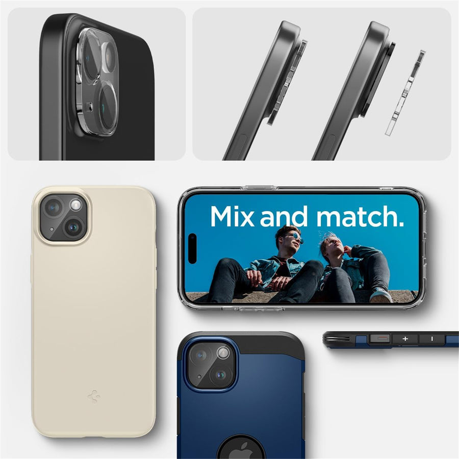 Spigen iPhone 15 / 15 Plus   Camera Lens Premium Tempered Screen Protector - 2 Pack