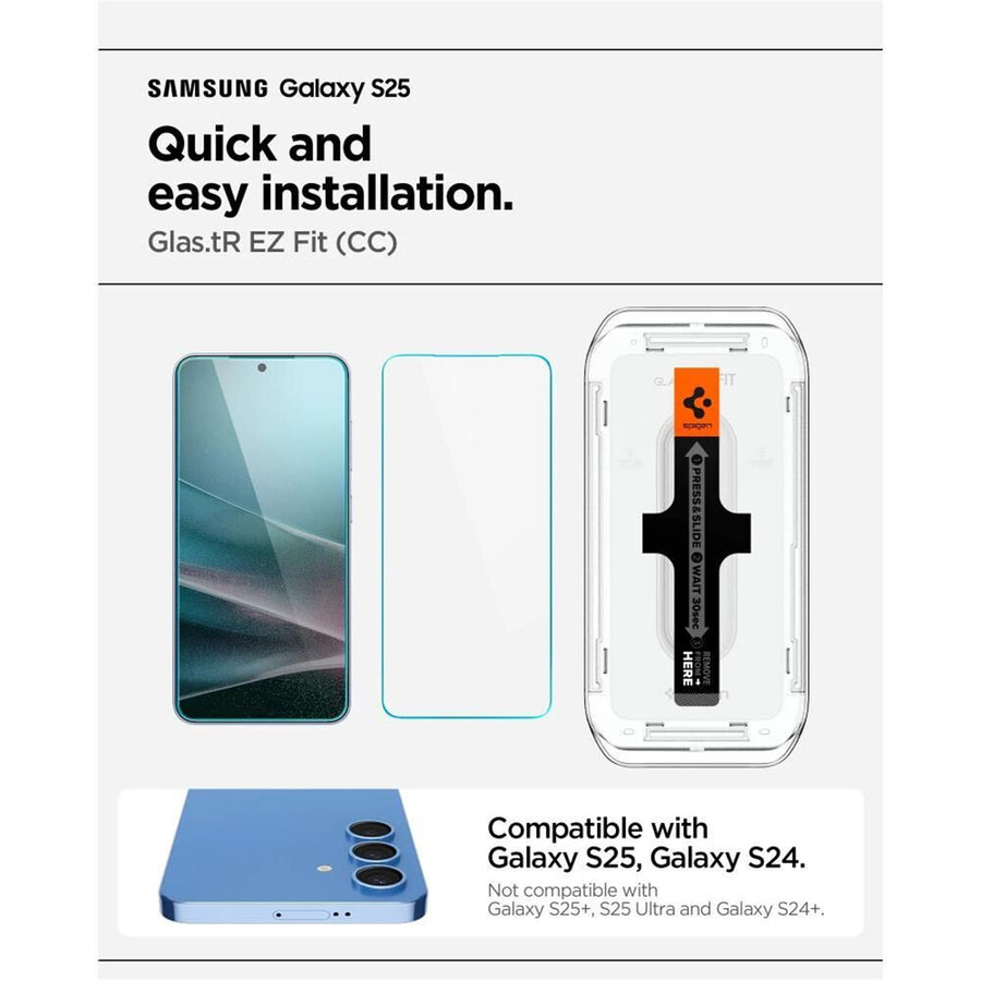 Spigen Galaxy S25 / S24 5G   Premium Tempered Glass Screen Protector - 2 Pack