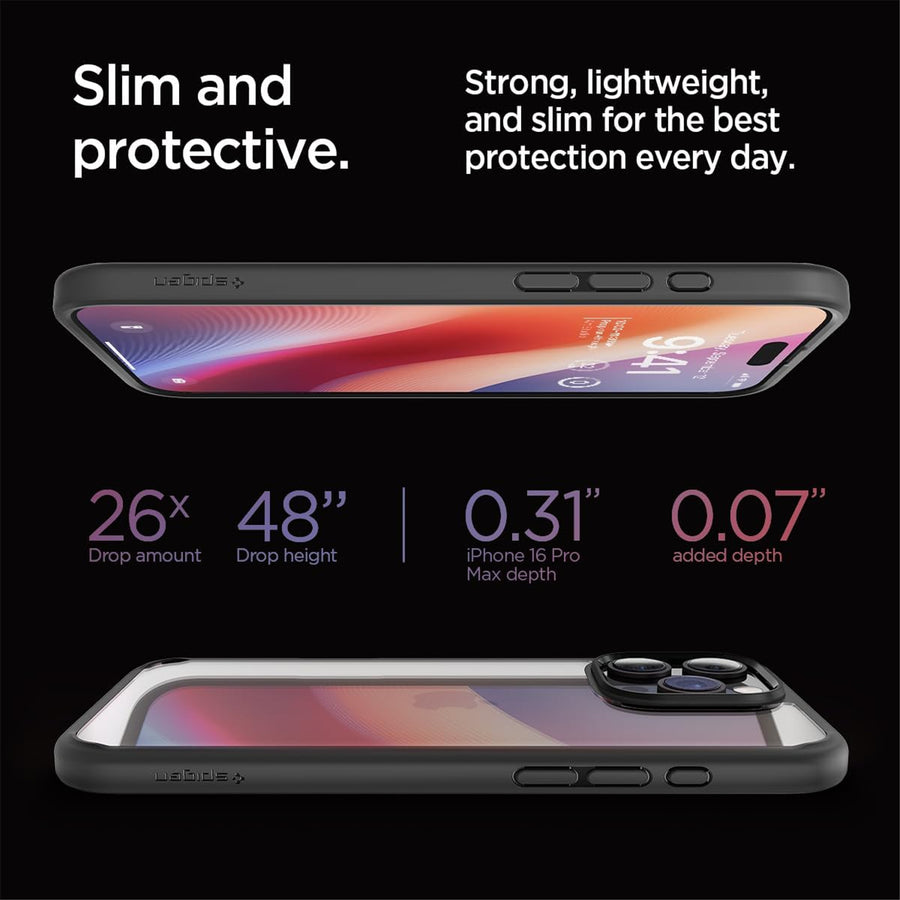 Spigen iPhone 16 Pro Max (6.9") Ultra Hybrid  Case - Clear / Matte Black