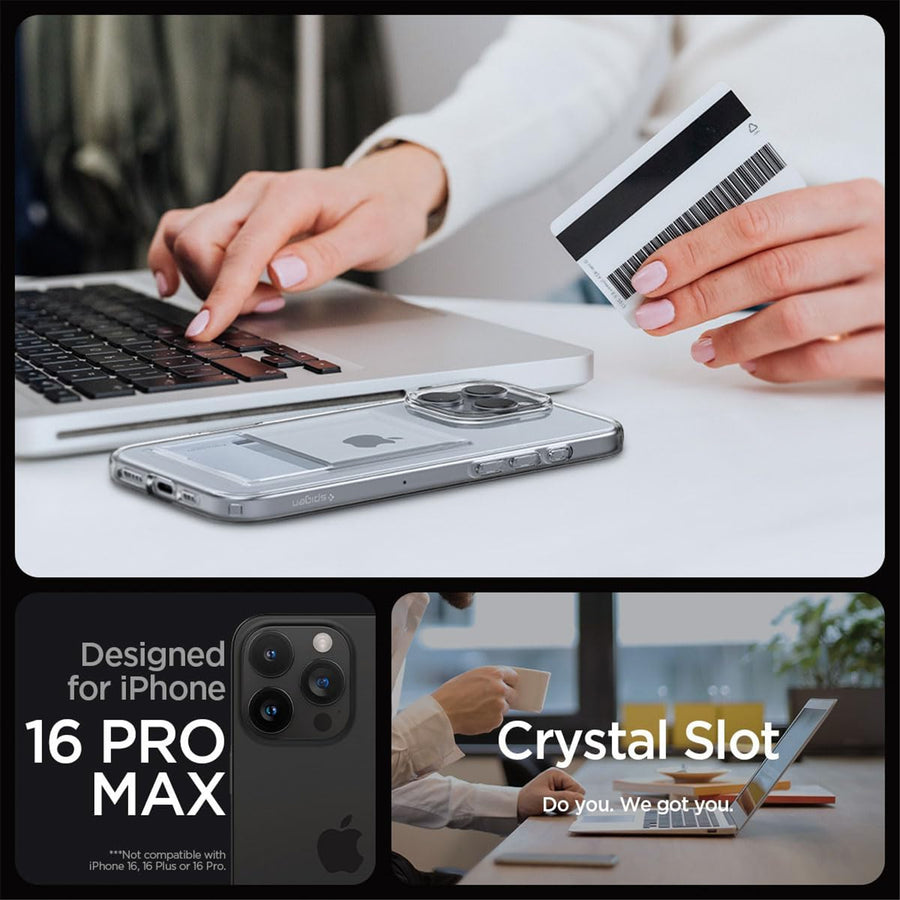 Spigen iPhone 16 Pro Max (6.9") Crystal  Card Slot Case - Slim Transparent