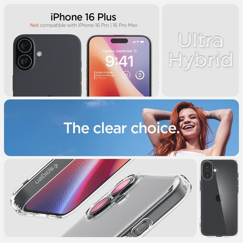 Spigen iPhone 16 Plus (6.7") Ultra Hybrid  Case - Crystal Clear