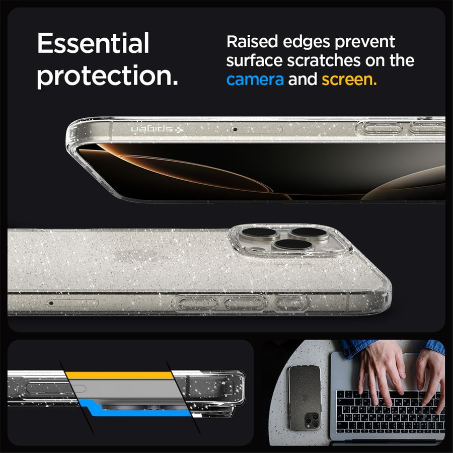 Spigen iPhone 16 Pro (6.3") Liquid Crystal  Glitter Case - Crystal Quartz