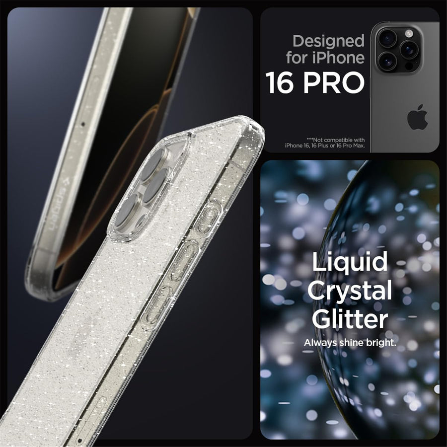 Spigen iPhone 16 Pro (6.3") Liquid Crystal  Glitter Case - Crystal Quartz
