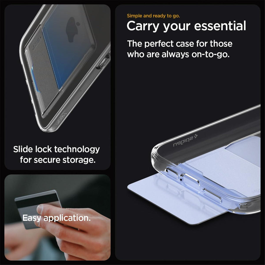 Spigen iPhone 16 Pro (6.3") Crystal  Card Slot Case - Slim Transparent