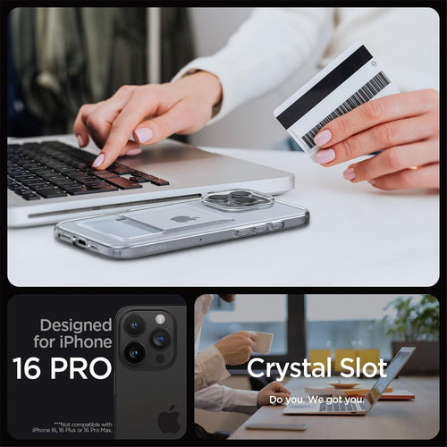 Spigen iPhone 16 Pro (6.3") Crystal  Card Slot Case - Slim Transparent