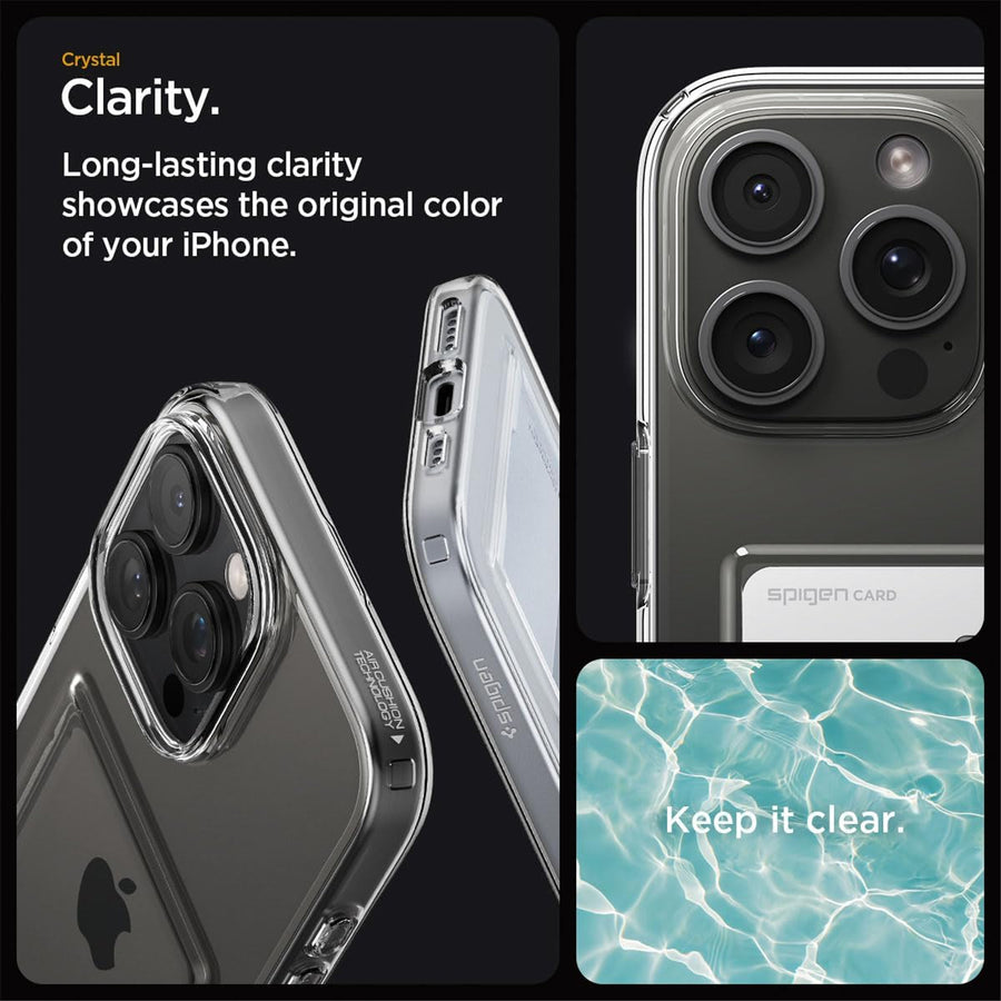 Spigen iPhone 16 Pro (6.3") Crystal  Card Slot Case - Slim Transparent