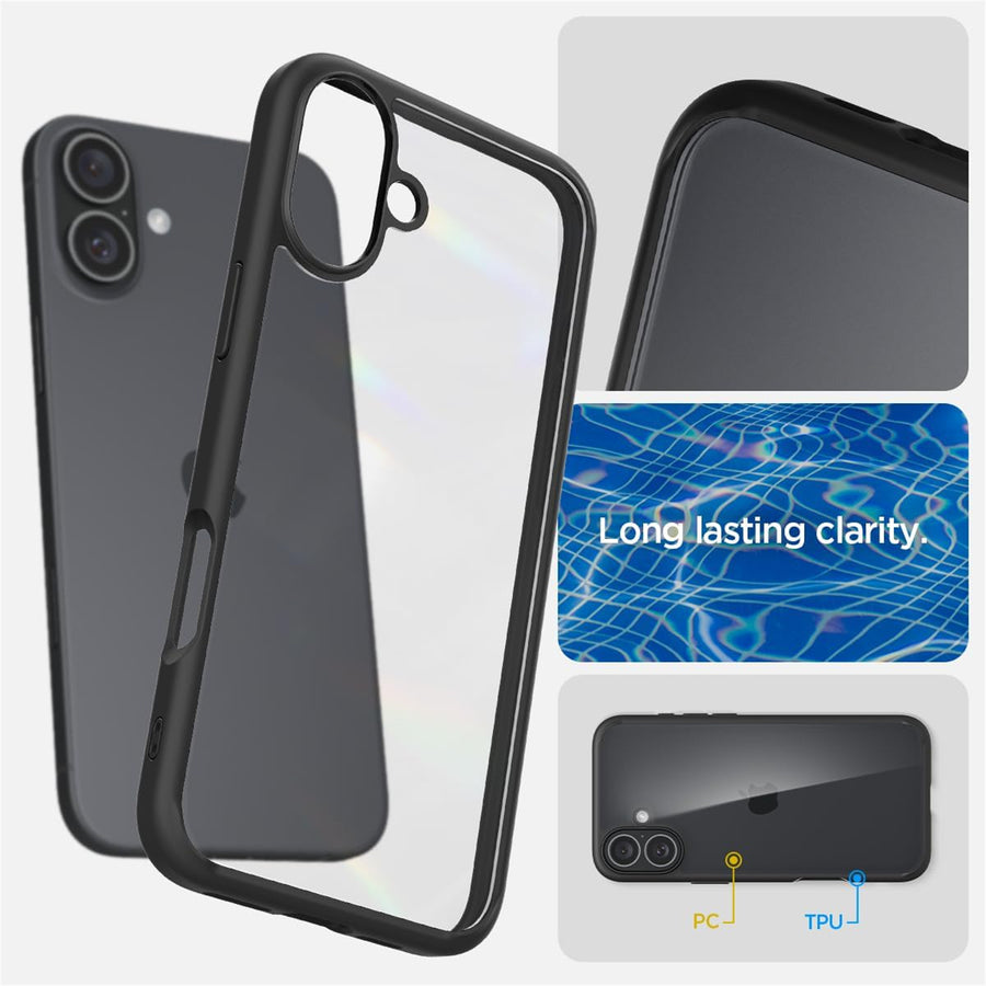 Spigen iPhone 16 (6.1") Ultra Hybrid  Case - Clear / Matte Black