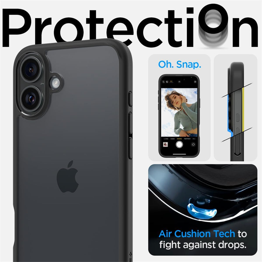 Spigen iPhone 16 (6.1") Ultra Hybrid  Case - Clear / Matte Black