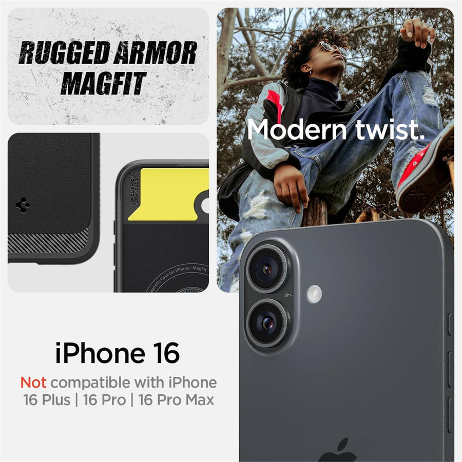 Spigen iPhone 16 (6.1") Rugged Armor  MagFit Case - Black