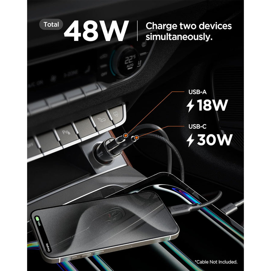 Spigen Essential  48W Dual Output Car Charger - Black-