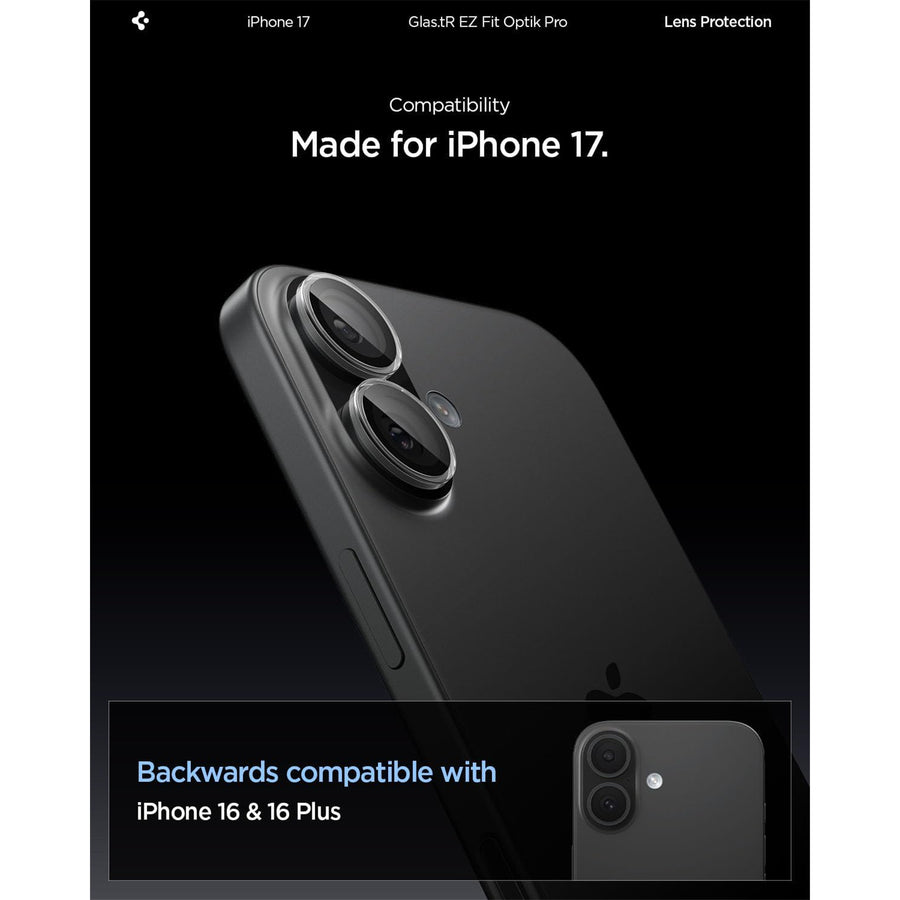 Spigen iPhone 17/ 16 / 16 Plus   Camera Lens Premium Tempered Screen Protector - 2 Pack