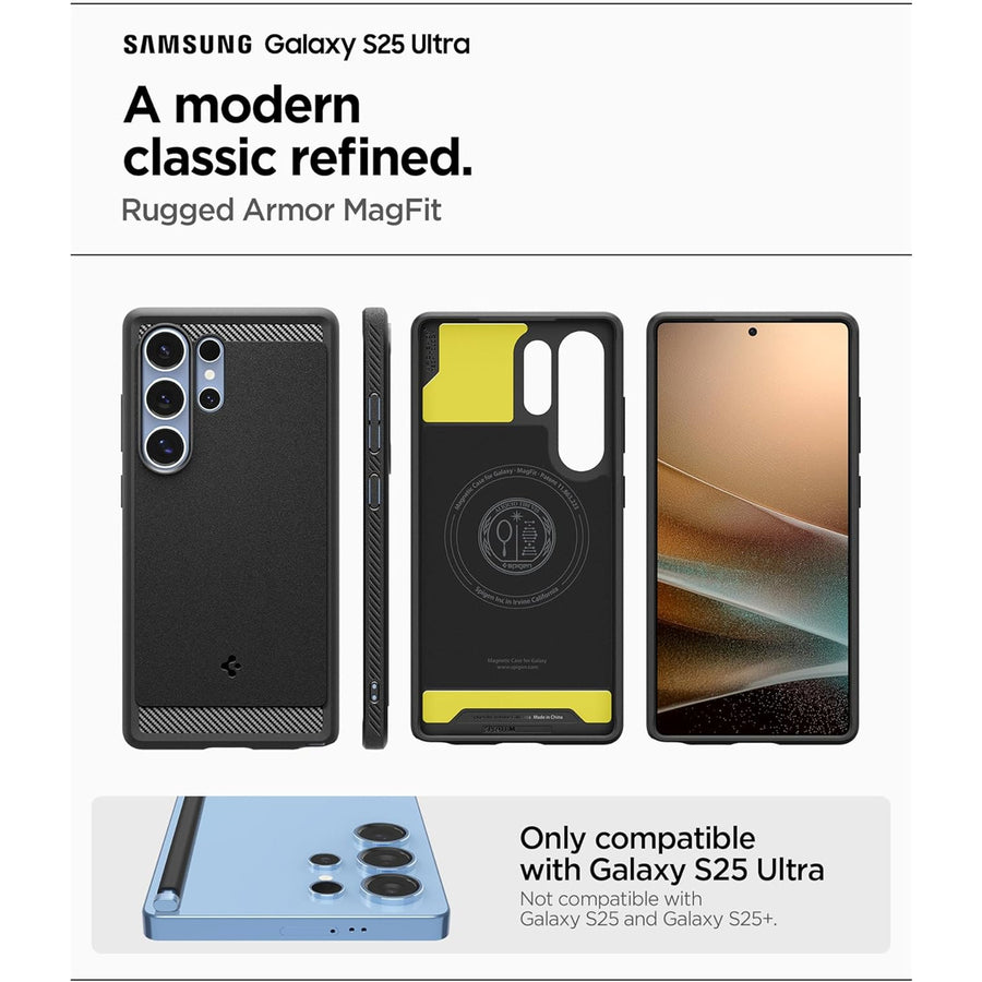Spigen Galaxy S25 Ultra 5G Rugged Armor  MagFit Case - Black