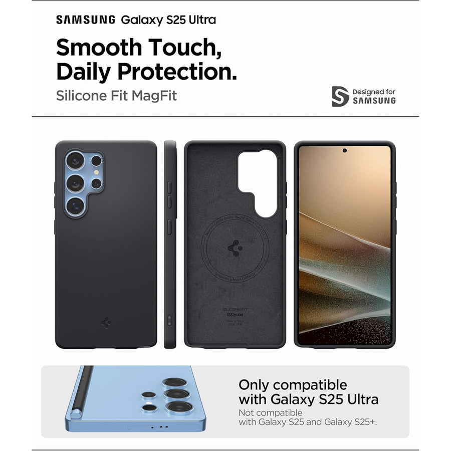 Spigen Galaxy S25 Ultra 5G Silicone Fit  MagFit Case - Black