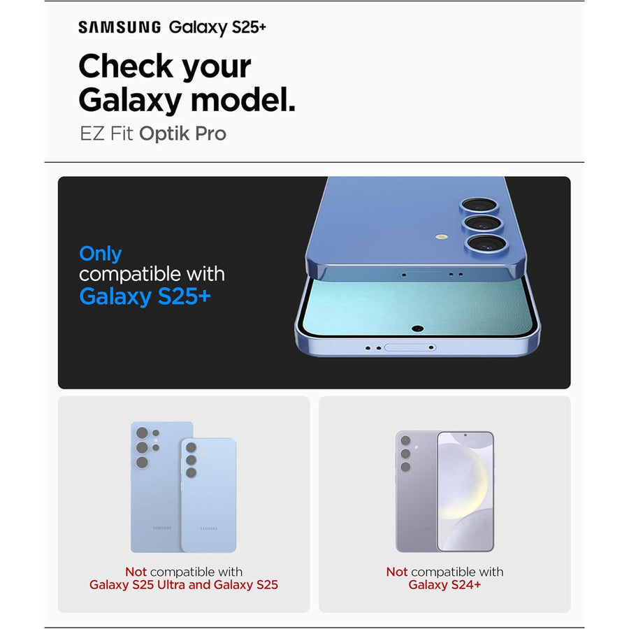 Spigen Galaxy S25+ 5G Premium Tempered Glass  Camera Protector - 2 Pack