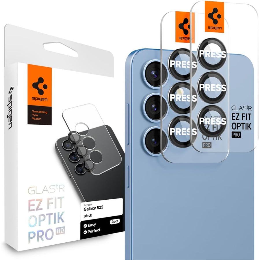 Spigen Galaxy S25 5G  Optik Pro Premium Camera Lens Tempered Glass Protector - 2 Pack