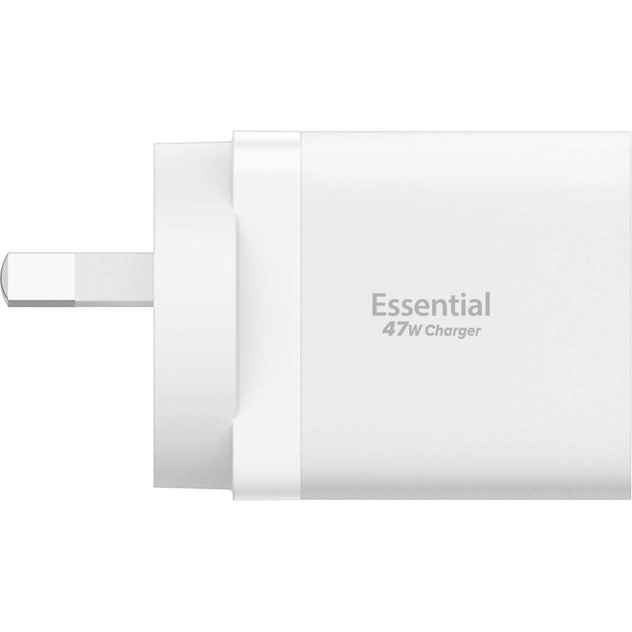Spigen Essential 47W USB-C PD GaN Fast Charging Wall Charger - White - Max 47W output - Dual USB-C Ports - Support Apple 40W Fast Charging, Samsung 45W & Google Pixel Charging - PD Fast charging smartphones & tablets