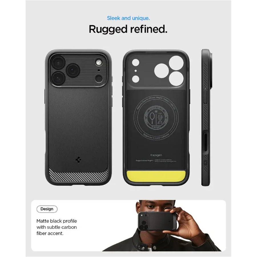 Spigen iPhone 17 Pro Max (6.9") Rugged Armor  MagFit Case - Black