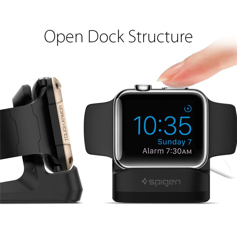 Spigen Apple Watch Night Stand Black, Non-Slip Base, Secure hold,Compact, Compatible with Apple Watch Series 6/SE/5/4/3/2/1/Original/ 44mm/40mm/42mm/38mm