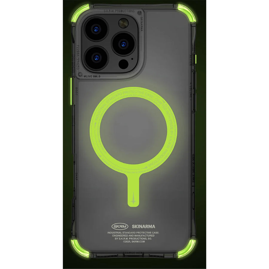 skinarma iPhone 16 Pro (6.3")   Saido Mag-Charge Case (NITEGLOW EDITION) - Lime Green