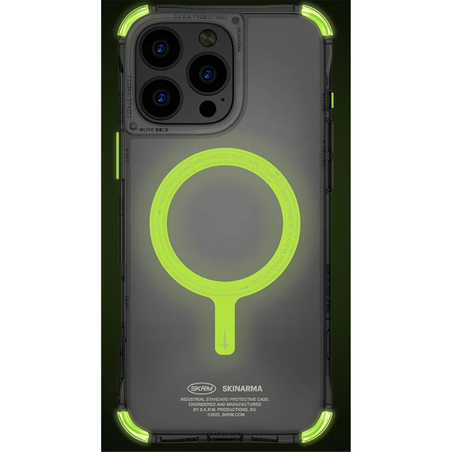 skinarma iPhone 16 Pro Max (6.9")   Saido Mag-Charge Case (NITEGLOW EDITION) - Lime Green