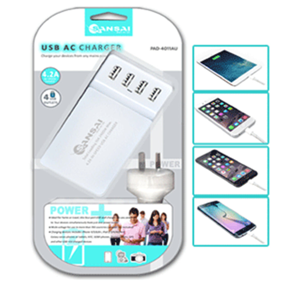 Sansai PAD-4011AU 4.2A USB X4 Charging Station