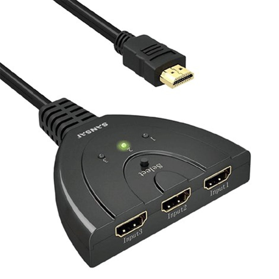 Sansai HDM-3010S 3 Ports HDMI Switcher 3 Way HDMI Switch 1080p, 3D, Ultra HD/ 4K with high resolutions