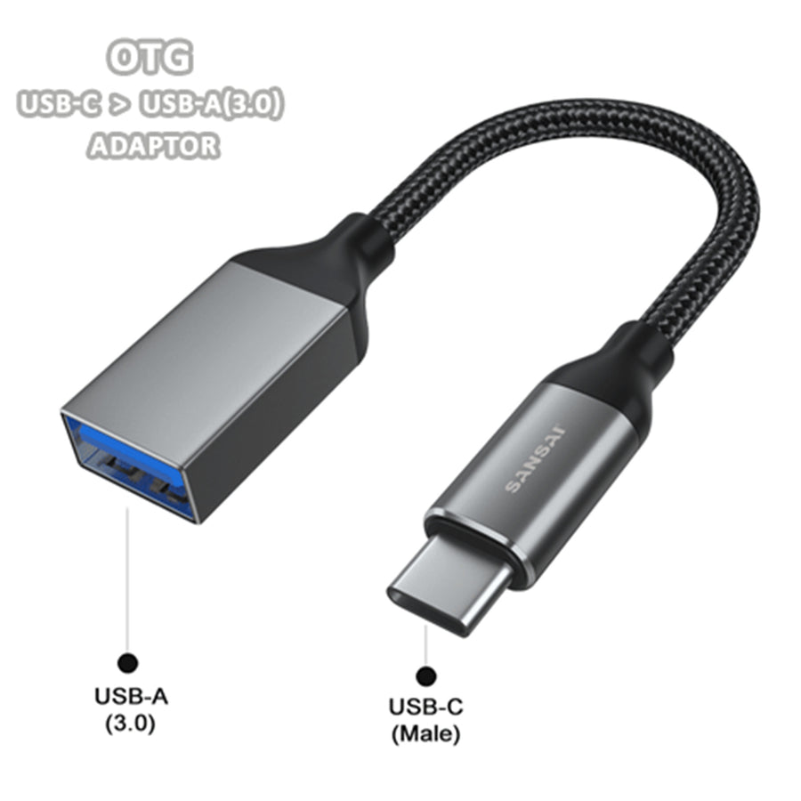 Sansai TPE-6161 USB Type C to USB-A 3.0 OTG, 15CM USB-C > USB-A (3.0) Adaptor