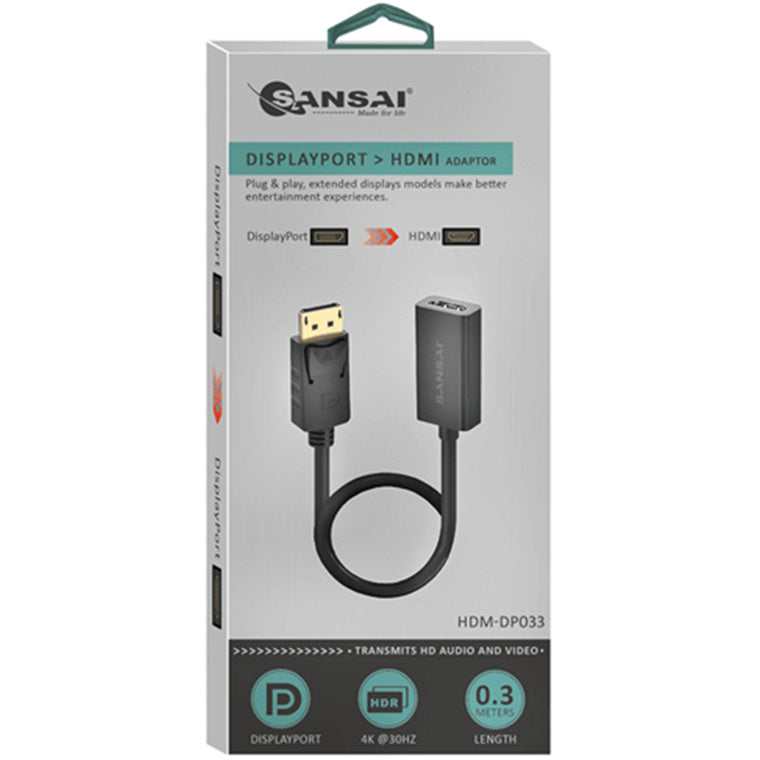 Sansai HDM-DP033 DP to HDMI(F) Adaptor, 0.3m