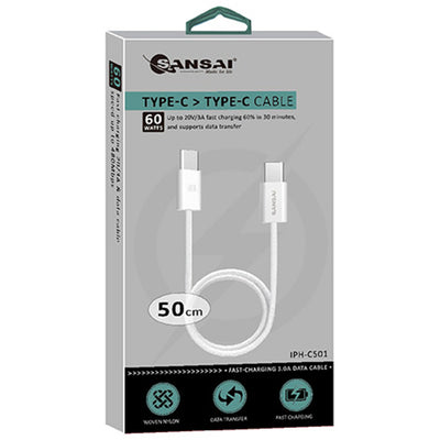 Sansai IPH-C501 USB-C to USB-C Cable, 60W, 50CM
