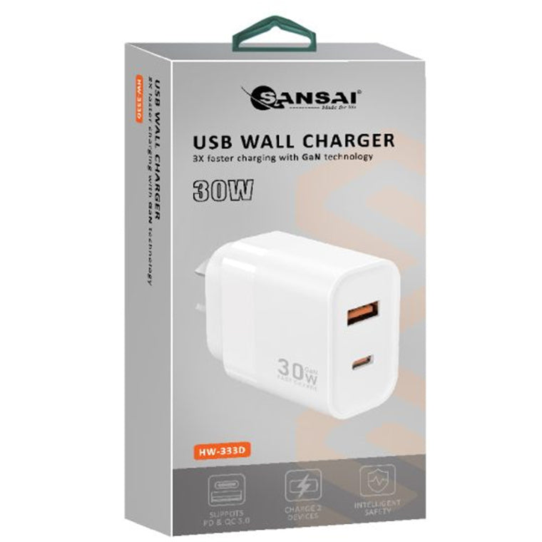 Sansai USB A+C WALL Charger- 30W