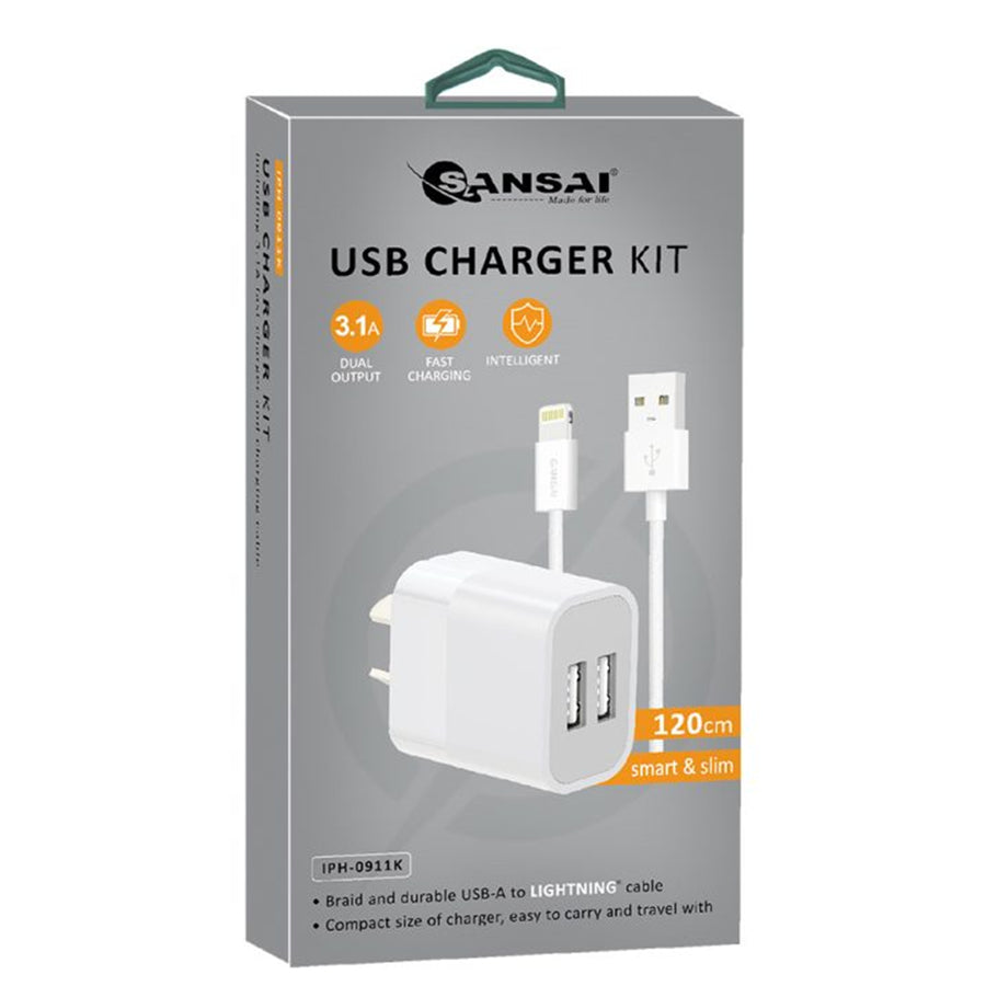 Sansai IPH-0911K Lightning Cable + AC Charger
