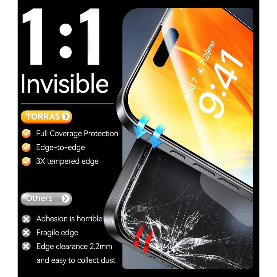 Torras iPhone 15 Pro (6.1")   Premium Tempered Glass Screen Protector - Clear