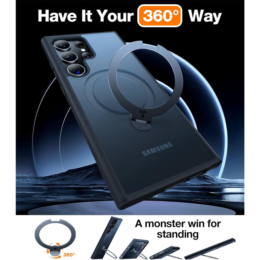 Torras Galaxy S24 Ultra 5G  Ostand Spin Case - Black