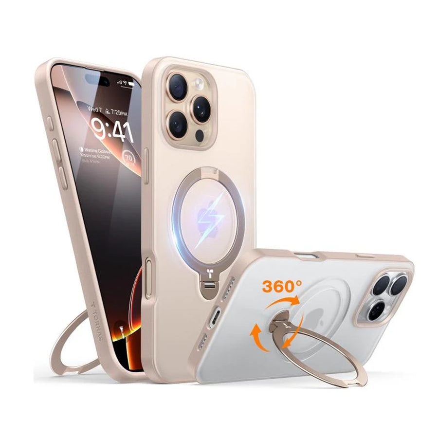 Torras iPhone 16 Pro (6.3")  Ostand Spin Case - Ivory Gold