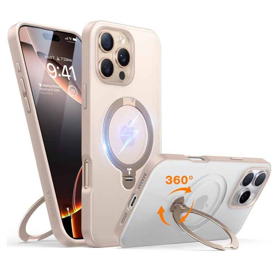 Torras iPhone 16 Pro Max (6.9")  Ostand Spin Case - Ivory Gold