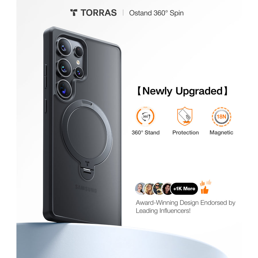 Torras Galaxy S25 Ultra 5G  Ostand Spin Case - Black
