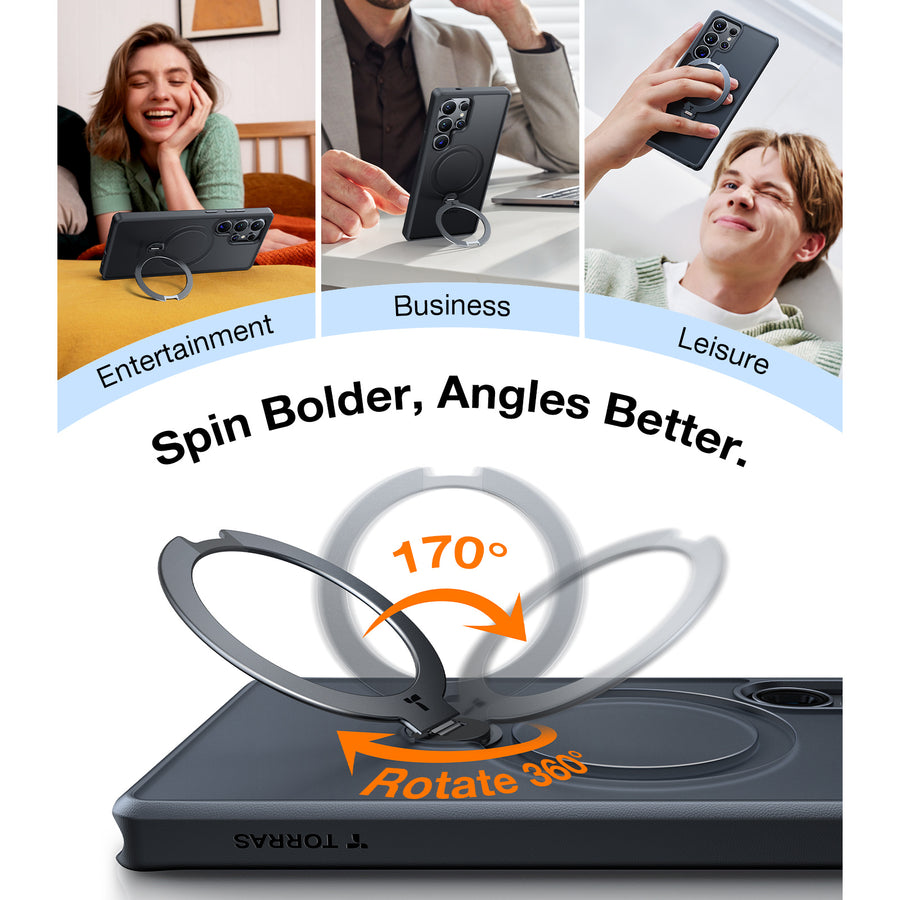 Torras Galaxy S25 Ultra 5G  Ostand Spin Case - Black