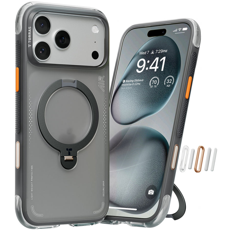Torras iPhone 17 Pro (6.3") 2025  Ostand Spin Air Case - Black