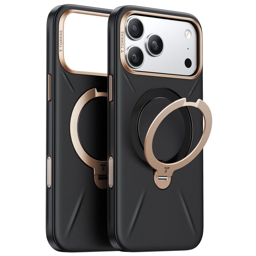 Torras iPhone 17 Pro (6.3") 2025  Ostand Spin VegSkin Case - Black
