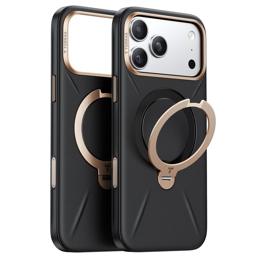 Torras iPhone 17 Pro Max (6.9") 2025  Ostand Spin VegSkin Case - Black