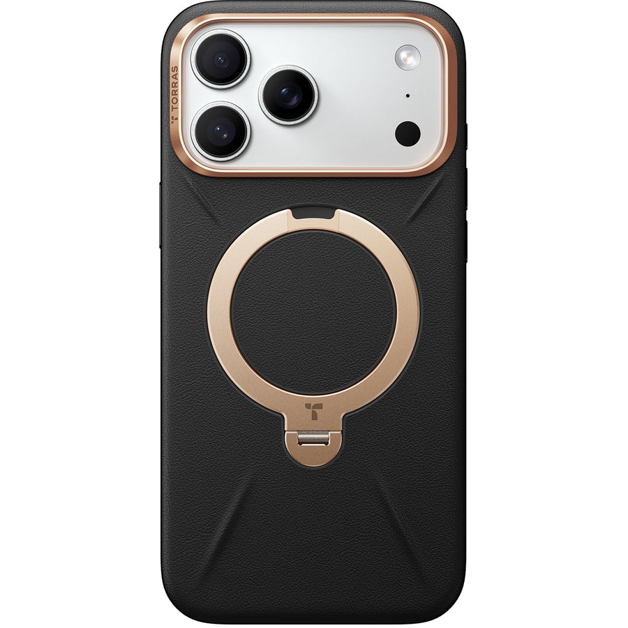 Torras iPhone 17 Pro Max (6.9") 2025  Ostand Spin VegSkin Case - Black