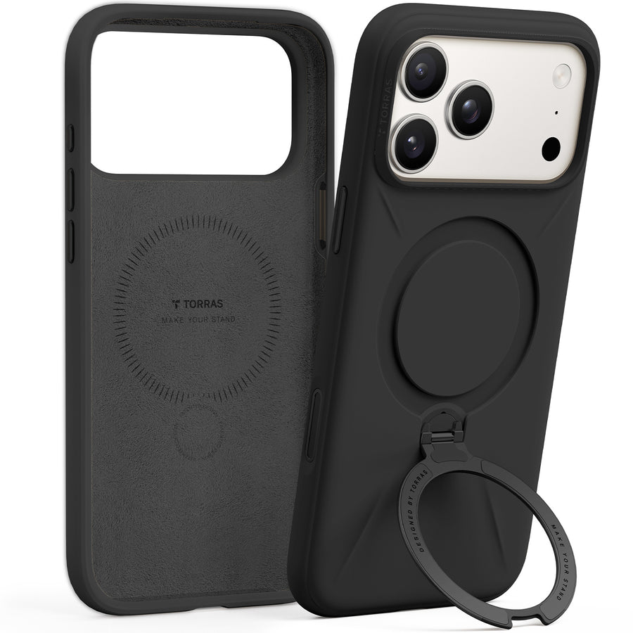 Torras iPhone 17 Pro Max (6.9") 2025  Ostand Spin Softune Case - Black
