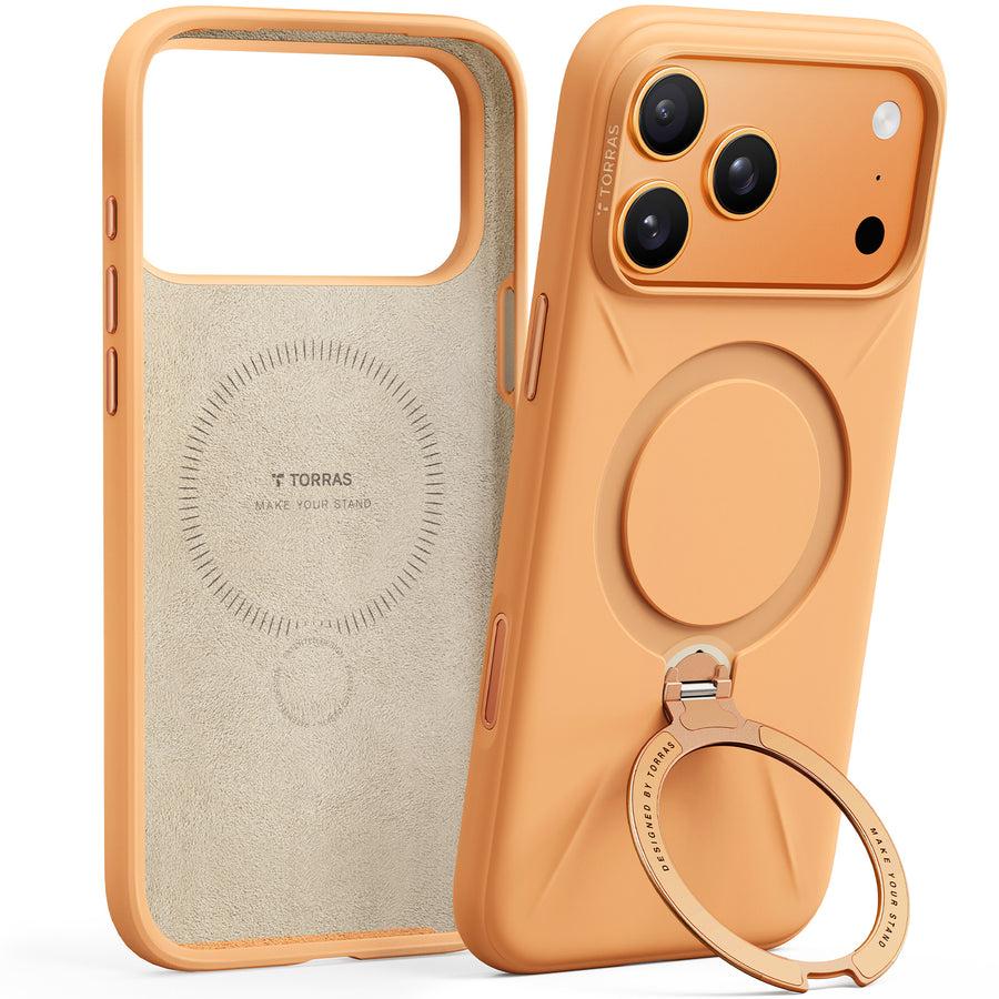 Torras iPhone 17 Pro (6.3") 2025  Ostand Spin Softune Case - Orange