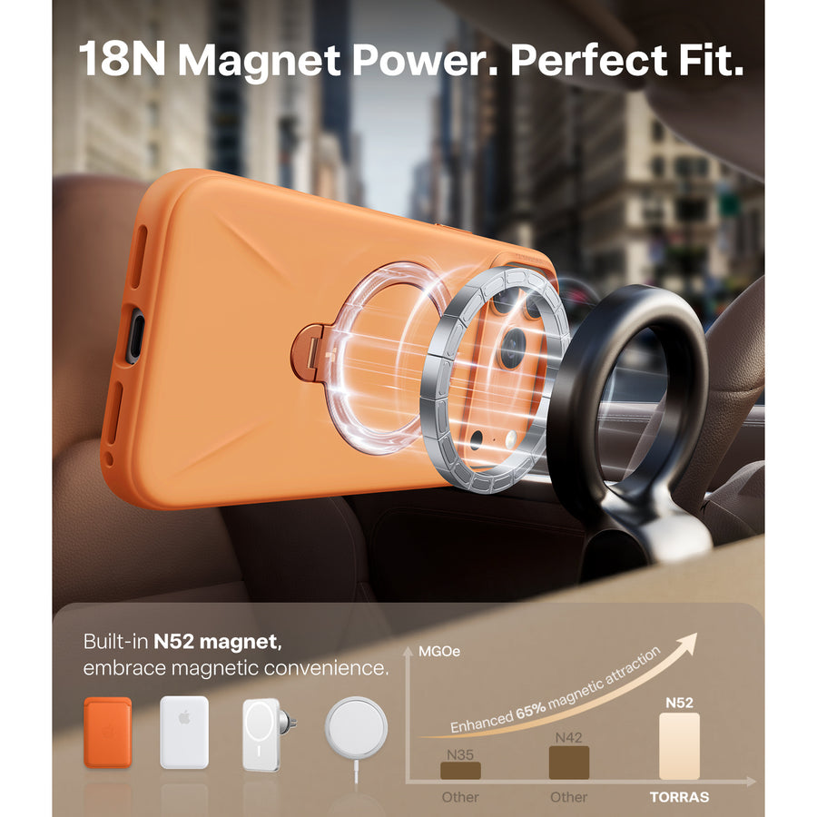 Torras iPhone 17 Pro (6.3") 2025  Ostand Spin Softune Case - Orange