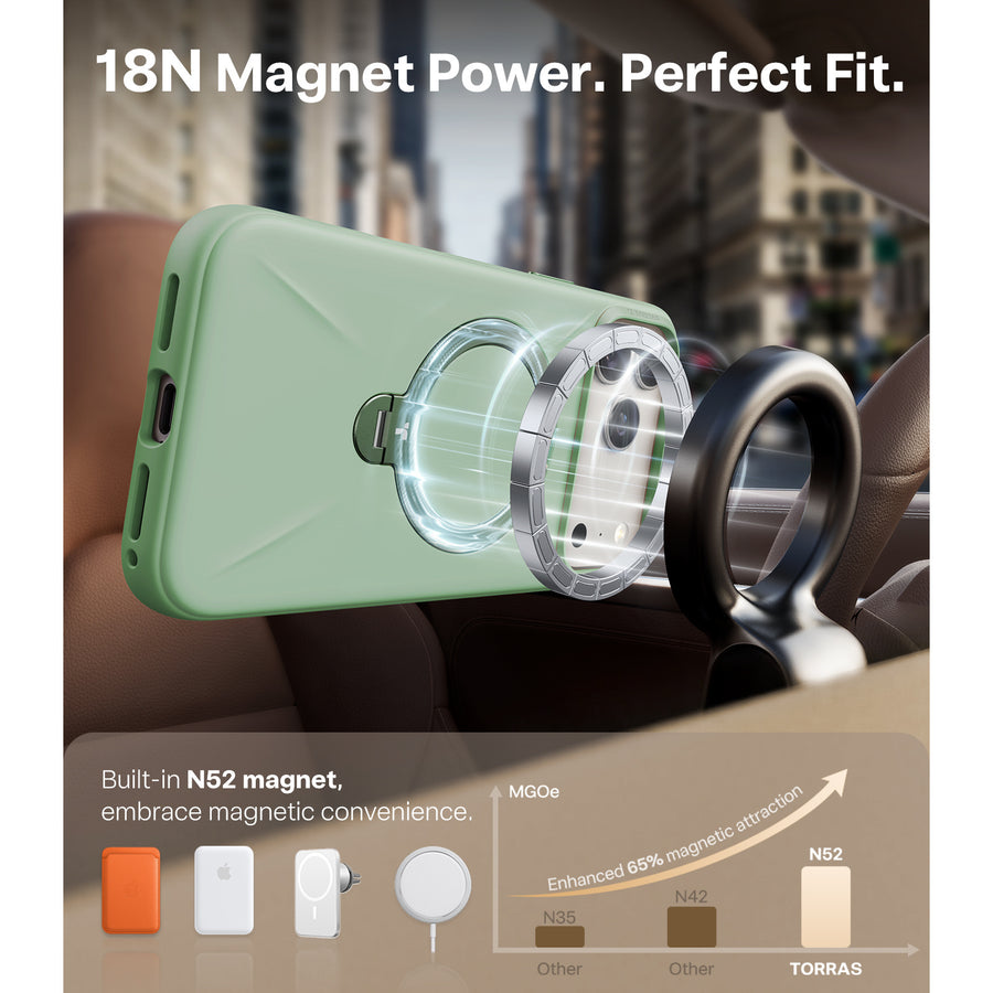 Torras iPhone 17 Pro Max (6.9") 2025  Ostand Spin Softune Case - Green