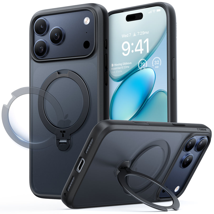 Torras iPhone 17 Pro Max (6.9") 2025  Ostand Spin Case - Black