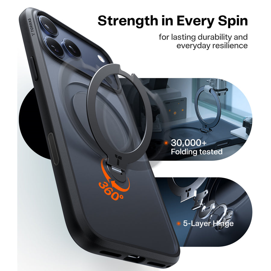 Torras iPhone 17 Pro Max (6.9") 2025  Ostand Spin Case - Black