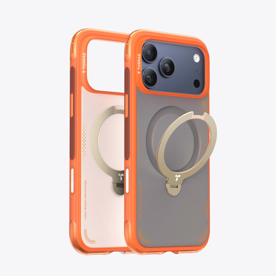 Torras iPhone 17 Pro (6.3") 2025  Ostand Spin Air Case - Orange
